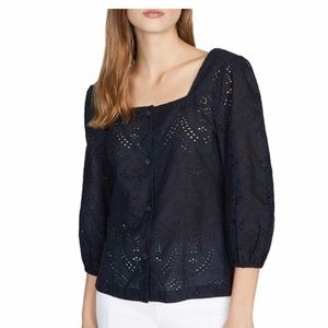 Square Neck black blouse with balloon sleeve